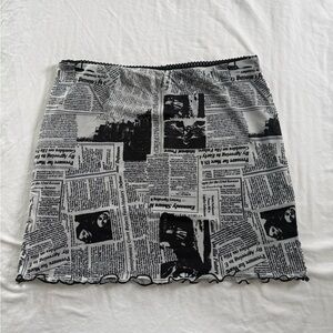 Princess Polly Black & White Newspaper Mesh Mini Skirt